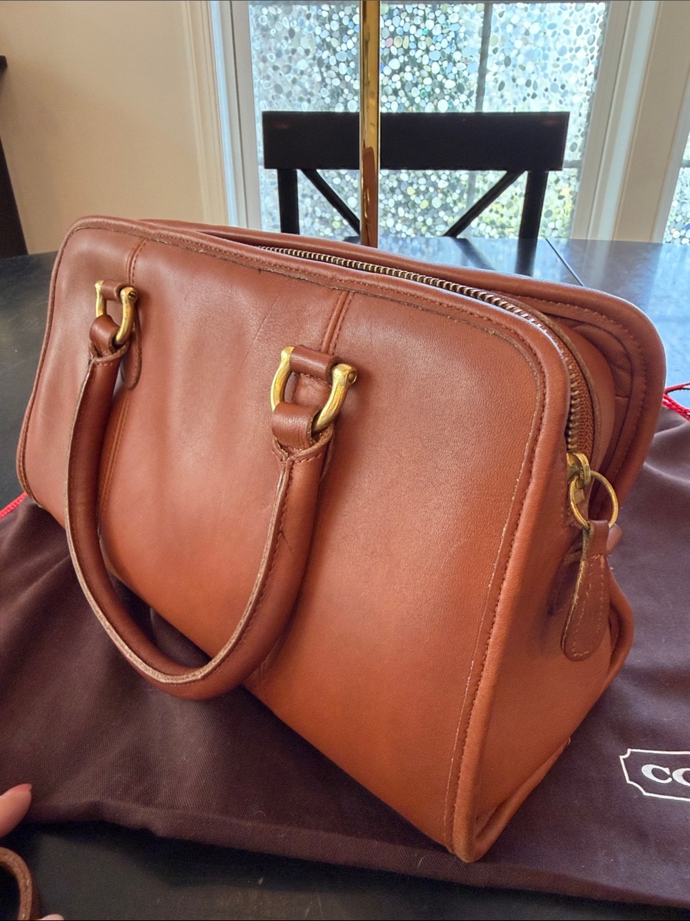 Vintage Coach Beaumont Satchel 9871 British Tan USA '98 Leather Strap Hangtag - Picture 15 of 16